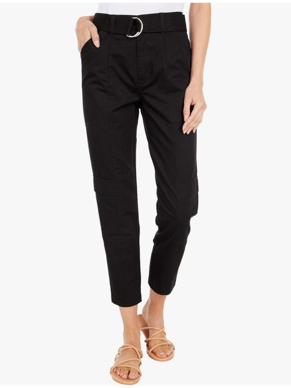 J Brand Black Athena Cargo Pants with D-Ring Belt size 26